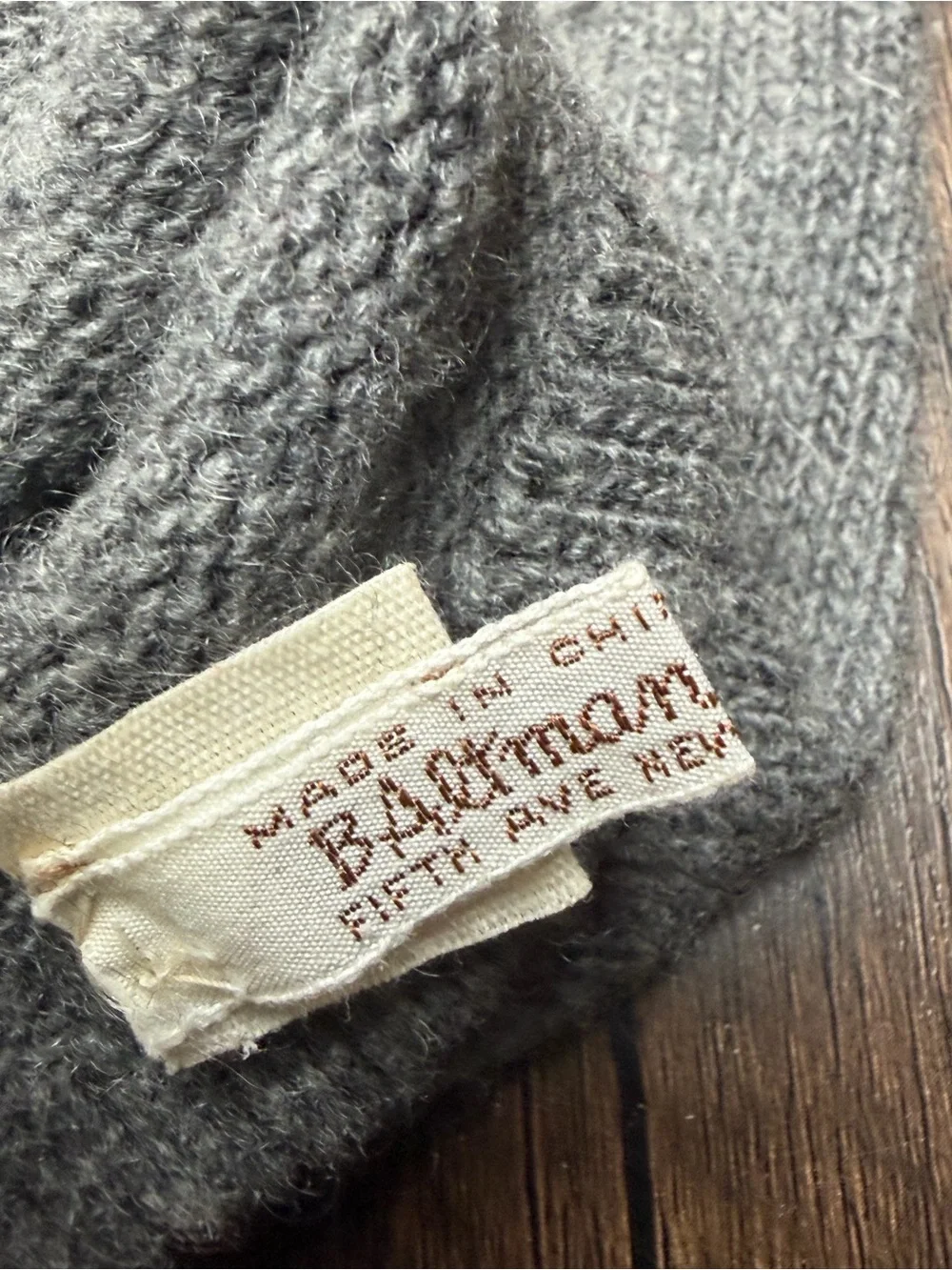 vintage B Altman &Co grey cashmere leather longe gloves
